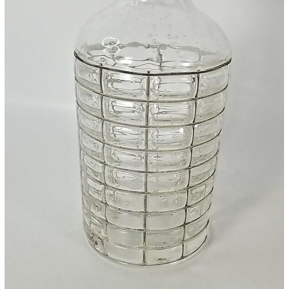 VINTAGE Bubble Glass Wire Basket Metal Cage Bottle Hand Blower Art Glass 8.25 in - Picture 7 of 9